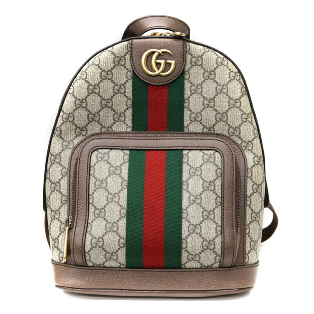 GUCCI GG Backpack Rucksack Daypack Leather Canvas Brown